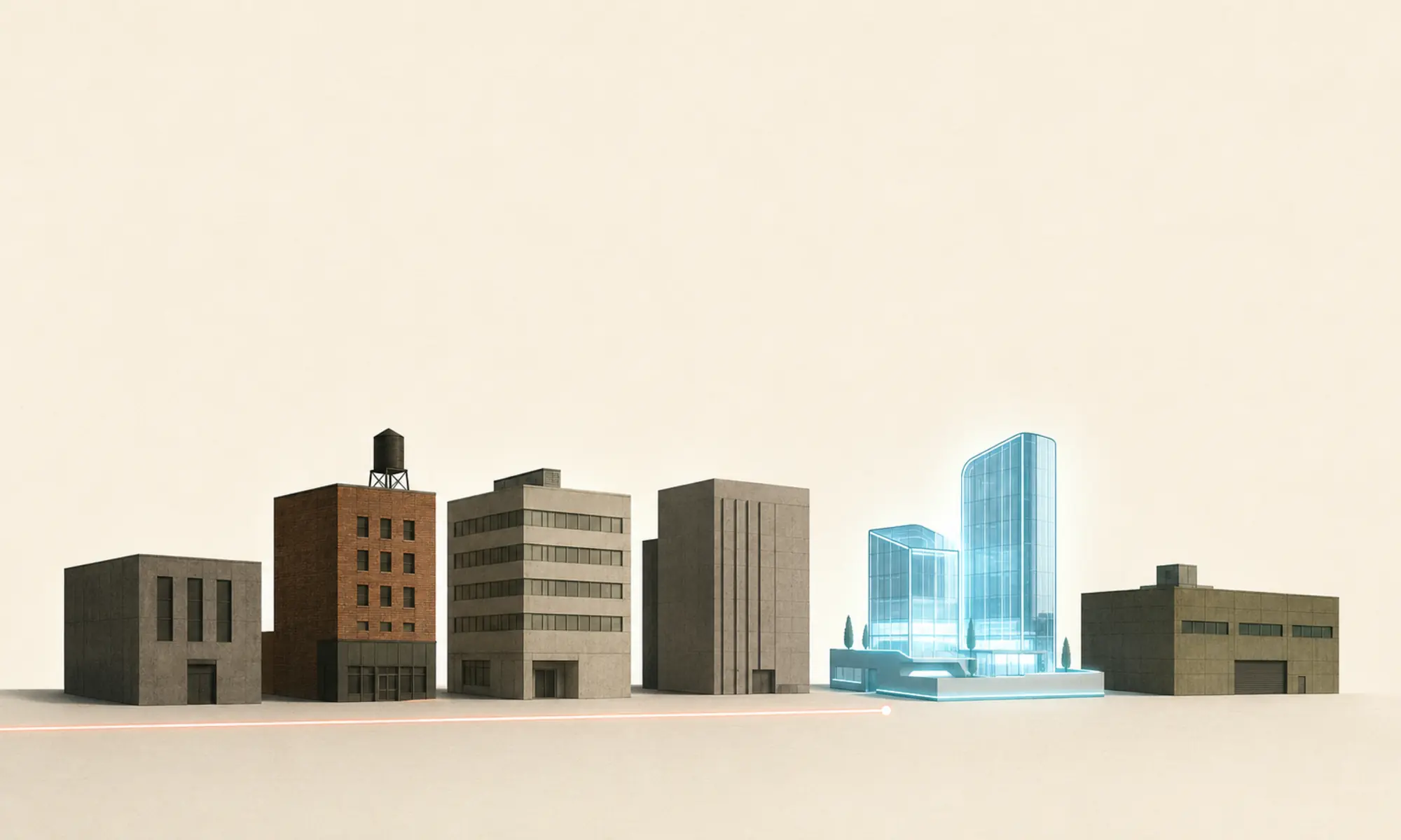 City skyline at dusk